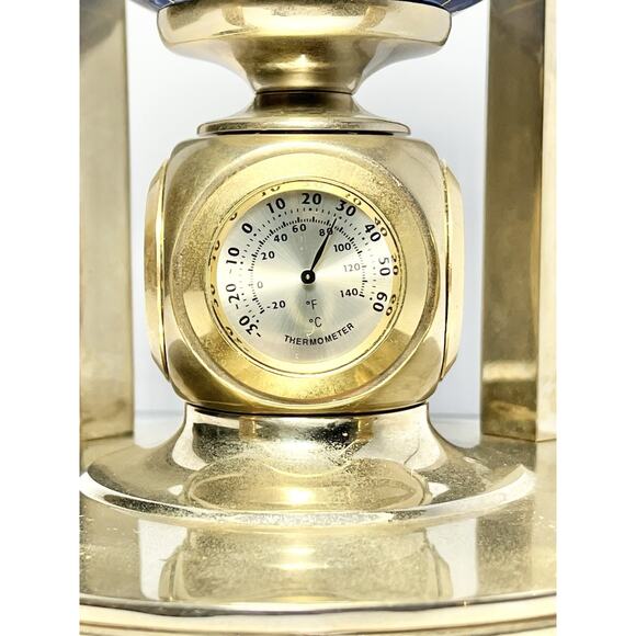 Alexander Kalifano 3-Timepieces Thermometer Rotating Gemstone Brass Globe 8.75” - Picture 8 of 9